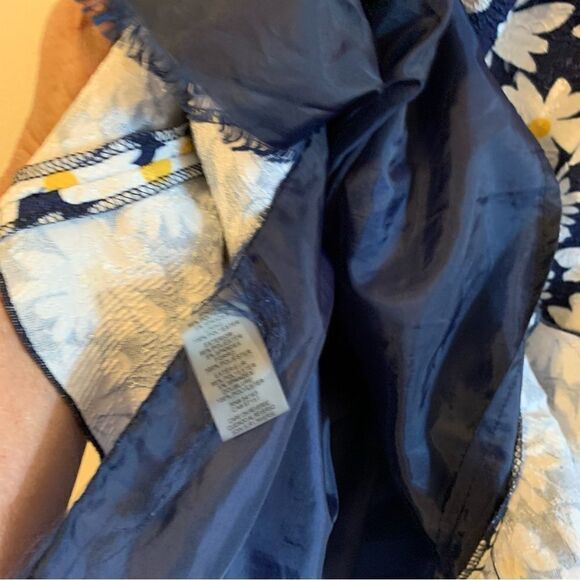 Karl Lagerfeld Paris Dress Blue Yellow Floral Lined Bottom Ruffles Sz 2 see pics - Picture 4 of 7